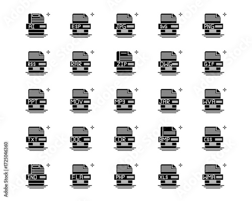 File Formats Line Vector Icons