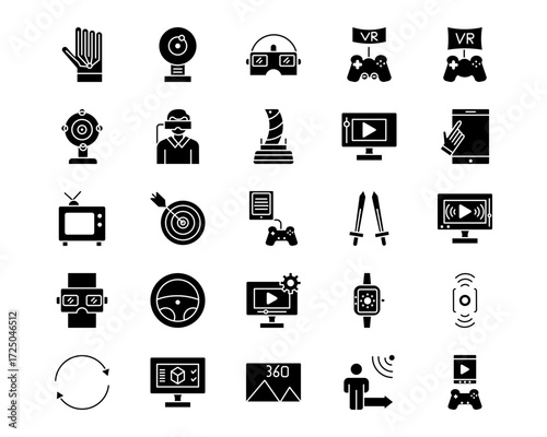 Virtual Reality Line Vector Icons