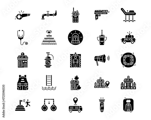 Emergency Services Line Vector Icons