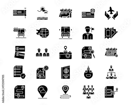 Vacation Planning Line Vector Icons