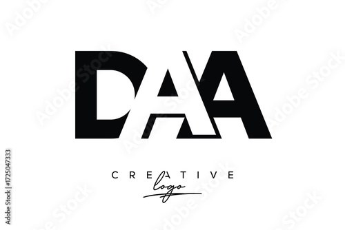 DAA Creative Minimalistic Negative Space Latter Logo with Modern Monogram for Branding and Business Letter mark Logo with Initial Letters Logo Design for Branding.	