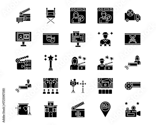 Filmmaking Line Vector Icons
