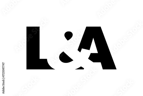 LA logo design in bold style. Black white identity symbol. Modern typography emblem. Corporate branding icon.