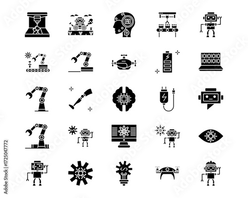 Robotics Line Vector Icons