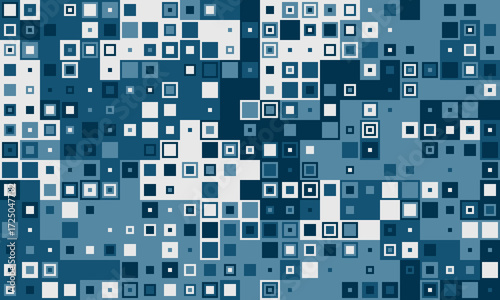 Abstract digital mosaic in shades of blue.  Perfect for tech, data, or connectivity concepts.  Represents complex systems, information flow, or modern design.