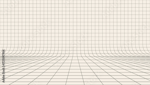 Gray perspective grid lines pattern isolated on a background. Template platform for technology, user interface, industry, science, blueprint, or infographic concept. Vector illustration