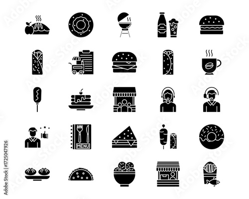 Street Food Line Vector Icons