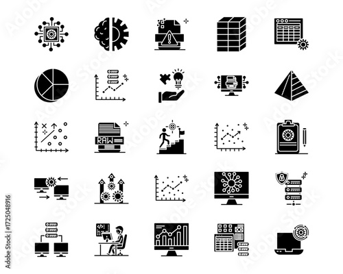 Data Analytics Line Vector Icons