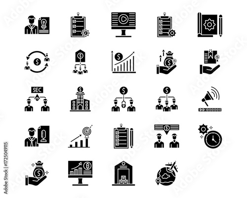 Crowdfunding Line Vector Icons