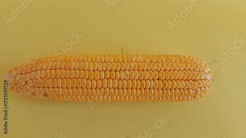 Fresh corn isolated on yellow background. Clipping path.