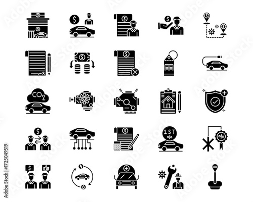 Automotive Dealership Line Vector Icons