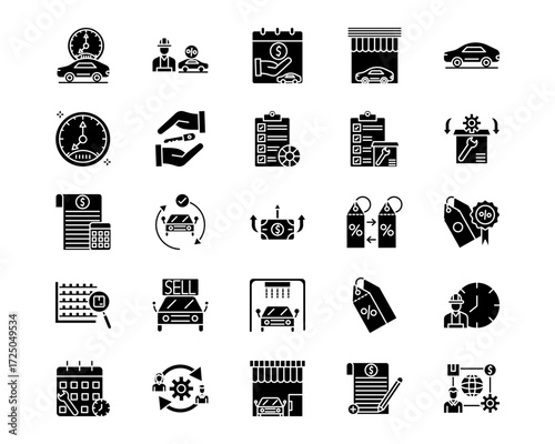 Automotive Dealership Line Vector Icons