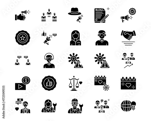 Public Relations Agency Line Vector Icons
