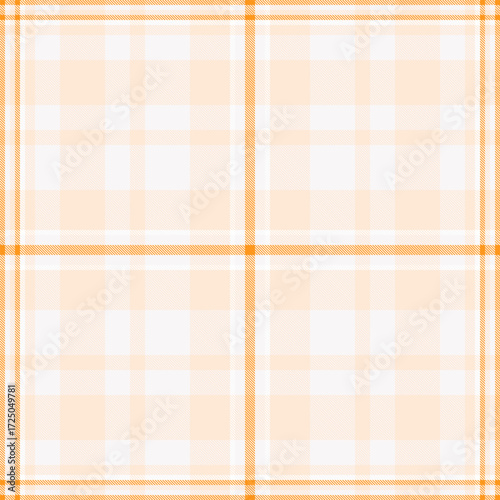 Gentle pastel orange tartan pattern. Classic plaid design ideal for backgrounds, textiles, or seasonal graphic projects requiring a soft, warm, and inviting texture.
