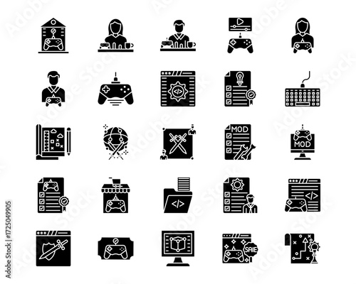 Game Development Line Vector Icons