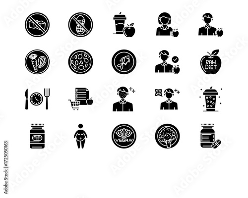 Dieting Line Vector Icons