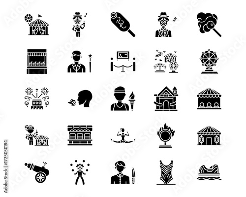 Circus Line Vector Icons