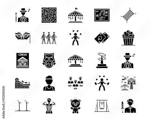Circus Line Vector Icons