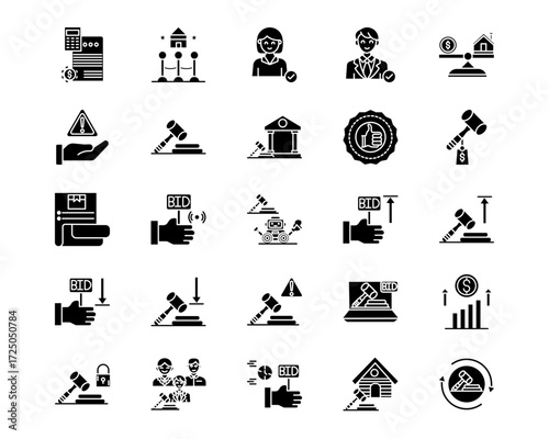 Auction House Line Vector Icons