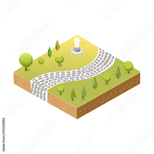 Green hill in isometric view