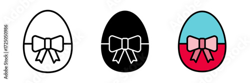 Easter egg icon Set of decorated ester eggs vector. set stroke, filled and colored concept for web design.