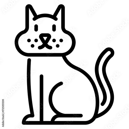 Black cat. This is a vector single icon with a dashed line style. It is suitable for various purposes, including website design, mobile app design, and logo design.