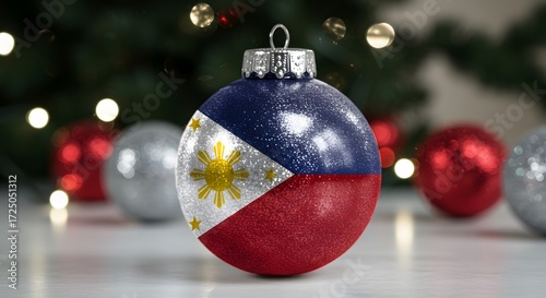 Philippine flag christmas ornament