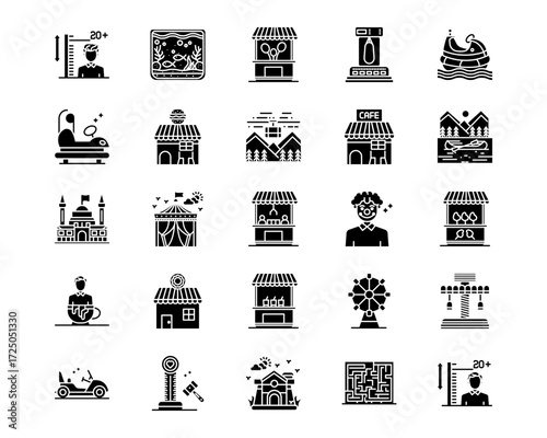 Theme Park Line Vector Icons