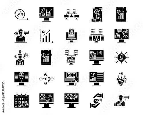 Marketing Technology Line Vector Icons