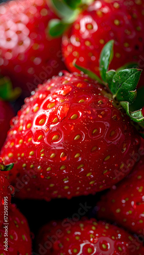 Fresh Red Strawberries Close Up Macro