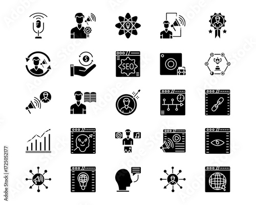 Influencer Marketing Line Vector Icons