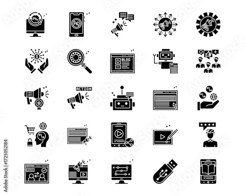 Digital Marketing Line Vector Icons
