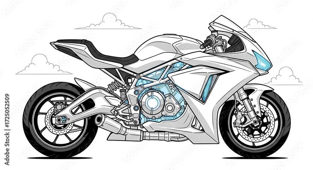 Fototapeta premium White sport motorcycle isolated on white background