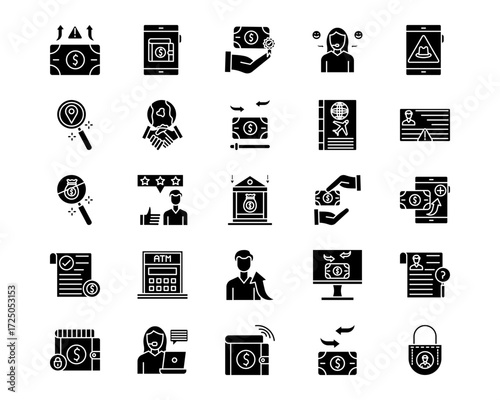 Online Money Services Line Vector Icons