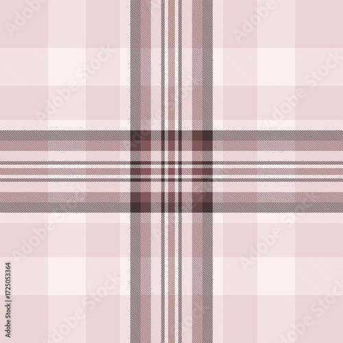 Elegant plaid pattern. Seamless textile design in muted blush and brown tones. Versatile for backgrounds, fabrics, crafts, or adding a touch of classic style.