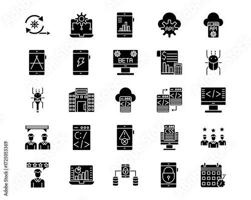 Mobile App Development Line Vector Icons