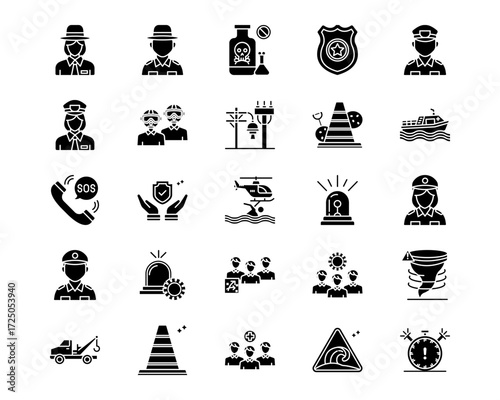 Emergency Service Line Vector Icons