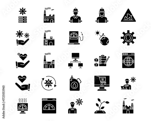Factory Line Vector Icons