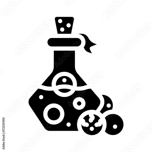 Potion bottle. This is a vector single icon with a solid style. It is suitable for various purposes, including website design, mobile app design, and logo design.