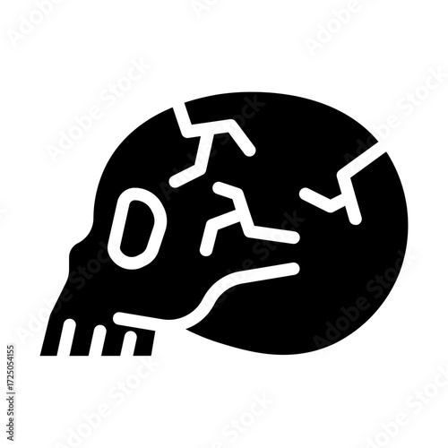 Skull. This is a vector single icon with a solid style. It is suitable for various purposes, including website design, mobile app design, and logo design.