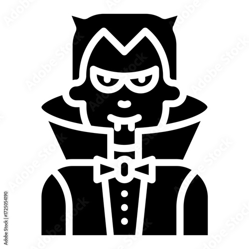 Vampire. This is a vector single icon with a solid style. It is suitable for various purposes, including website design, mobile app design, and logo design.