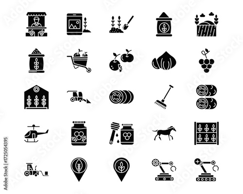 Farming and Gardening Line Vector Icons