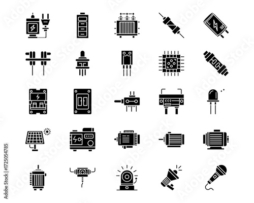 Electric Circuits Line Vector Icons