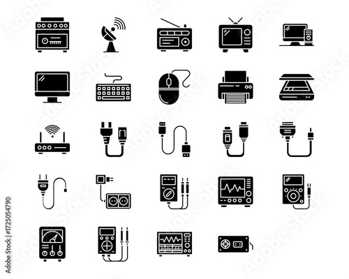 Electric Circuits Line Vector Icons