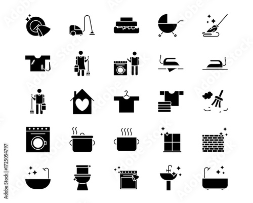 Cleaning and Dusting Line Vector Icons