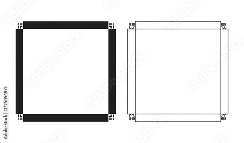 Two blank scroll frames side by side one solid black border one outline