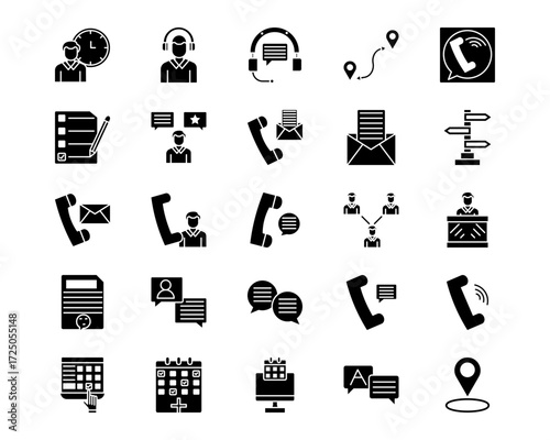 Contact Us Line Vector Icons