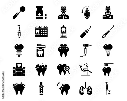 Dental Care Line Vector Icons