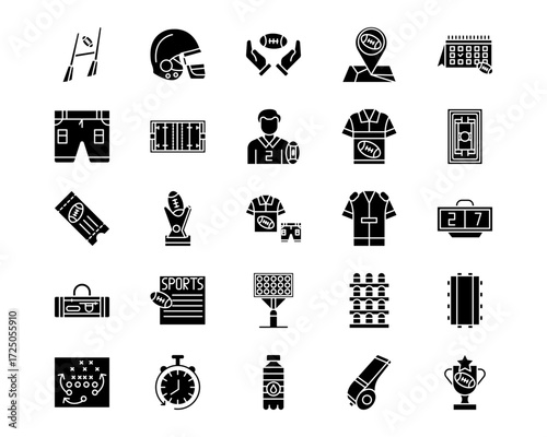 Rugby Line Vector Icons