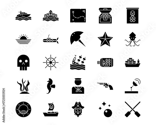 Ocean Line Vector Icons